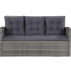 vidaXL 6-delige Loungeset met kussens poly rattan grijs