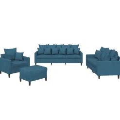 vidaXL 4-delige Loungeset met kussens fluweel blauw