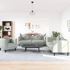 vidaXL 3-delige Loungeset met kussens fluweel roze