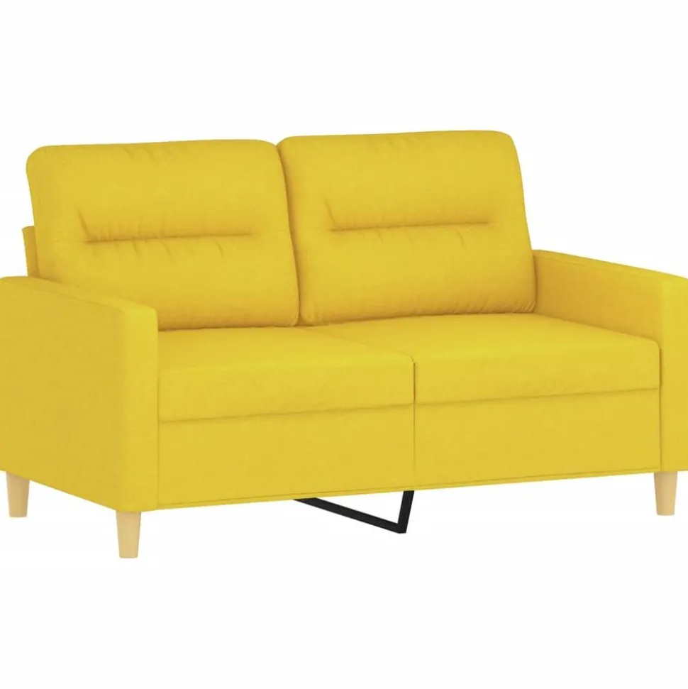 vidaXL 3-delige Loungeset met kussens stof lichtgeel