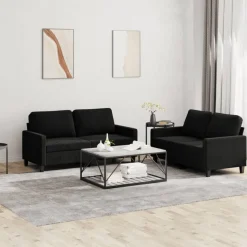 vidaXL 2-delige Loungeset met kussens fluweel zwart