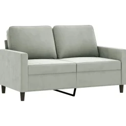 vidaXL 2-delige Loungeset met kussens fluweel lichtgrijs