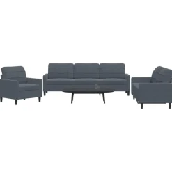 vidaXL 3-delige Loungeset met kussens fluweel donkergrijs