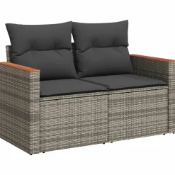vidaXL 6-delige Loungeset met kussens poly rattan grijs