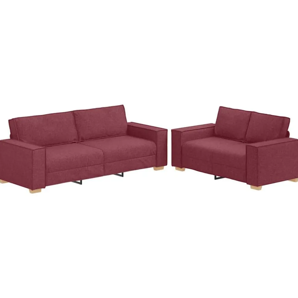 vidaXL 2-delige Loungeset met kussens stof wijnrood