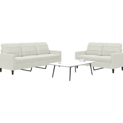 vidaXL 2-delige Loungeset met kussens fluweel crèmekleurig