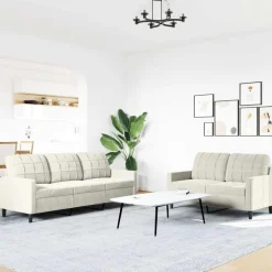 vidaXL 2-delige Loungeset met kussens fluweel crèmekleurig