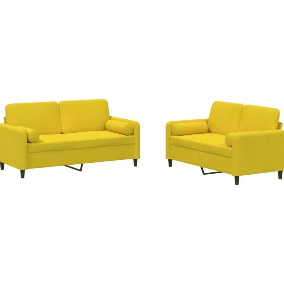 vidaXL 2-delige Loungeset met kussens fluweel geel