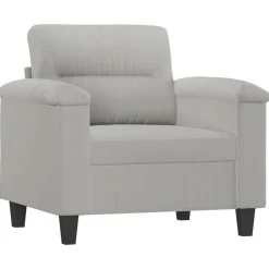 vidaXL 4-delige Loungeset met kussens microvezelstof lichtgrijs