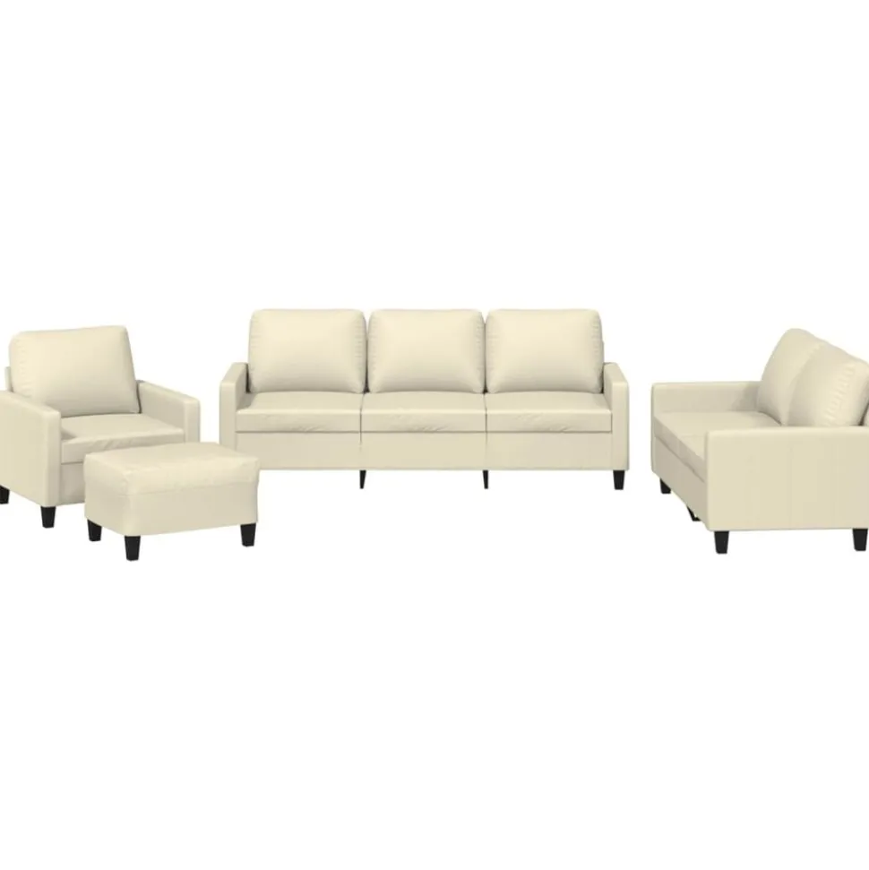 vidaXL 4-delige Loungeset met kussens kunstleer crème