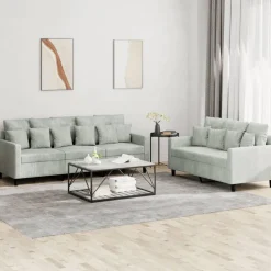 vidaXL 2-delige Loungeset met kussens fluweel lichtgrijs