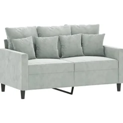 vidaXL 2-delige Loungeset met kussens fluweel lichtgrijs