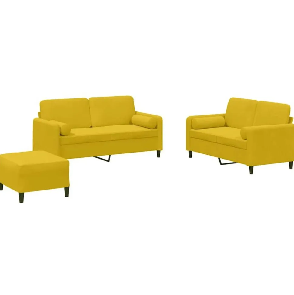 vidaXL 3-delige Loungeset met kussens fluweel geel