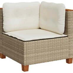 vidaXL 6-delige Loungeset met kussens poly rattan beige