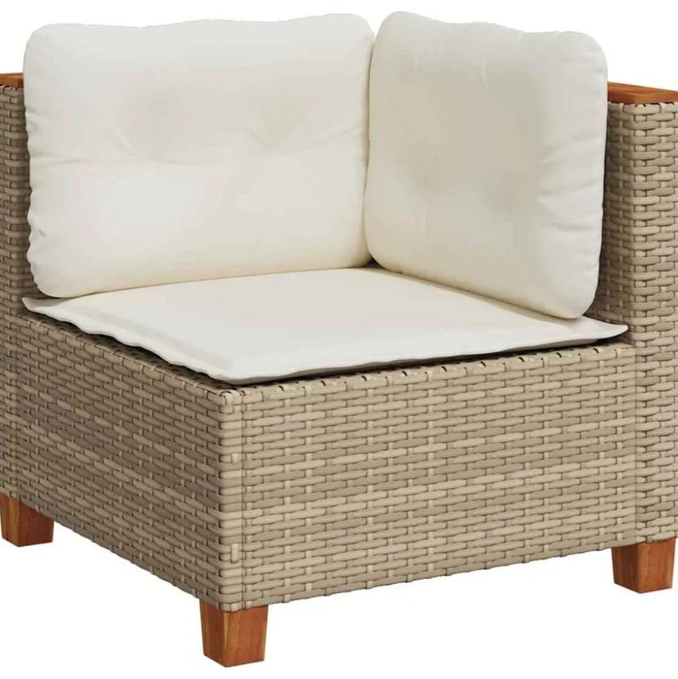 vidaXL 6-delige Loungeset met kussens poly rattan beige
