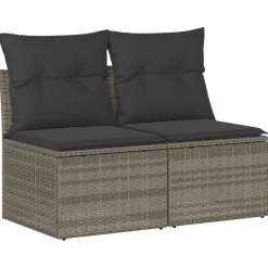 vidaXL 2-delige Loungeset met kussens poly rattan acacia lichtgrijs