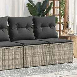 vidaXL 2-delige Loungeset met kussens poly rattan acacia lichtgrijs