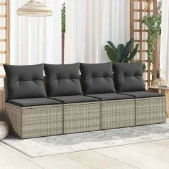 vidaXL 2-delige Loungeset met kussens poly rattan acacia lichtgrijs