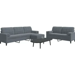 vidaXL 3-delige Loungeset met kussens en bolsters fluweel donkergrijs