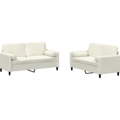 vidaXL 2-delige Loungeset met kussens fluweel crèmekleurig