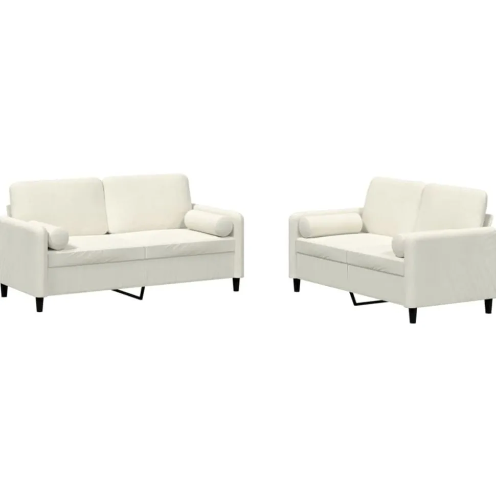 vidaXL 2-delige Loungeset met kussens fluweel crèmekleurig