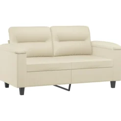 vidaXL 3-delige Loungeset met kussens kunstleer crèmekleurig