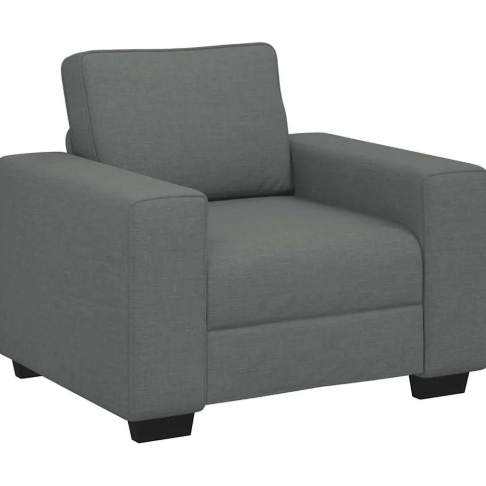 vidaXL 3-delige Loungeset met kussens stof donkergrijs