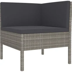 vidaXL 2-delige Loungeset met kussens poly rattan grijs