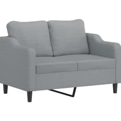 vidaXL 2-delige Loungeset met kussens stof lichtgrijs