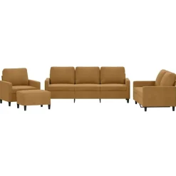 vidaXL 4-delige Loungeset met kussens fluweel bruin