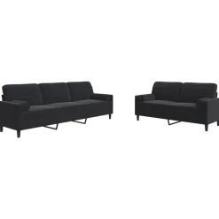 vidaXL 2-delige Loungeset met kussens en bolsters fluweel zwart