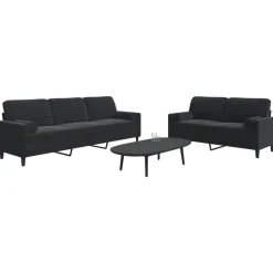 vidaXL 2-delige Loungeset met kussens en bolsters fluweel zwart