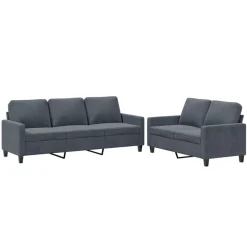 vidaXL 2-delige Loungeset met kussens fluweel donkergrijs