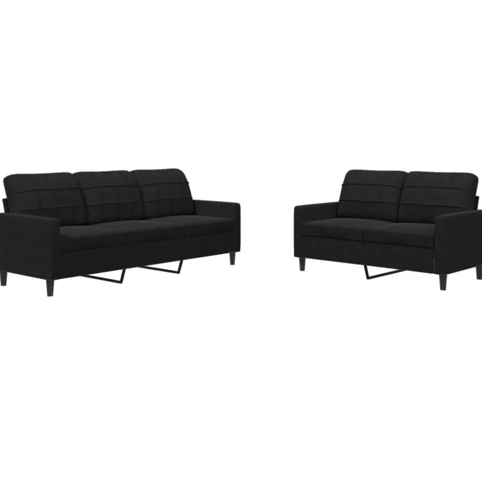 vidaXL 2-delige Loungeset met kussens fluweel zwart