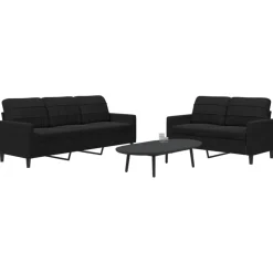 vidaXL 2-delige Loungeset met kussens fluweel zwart