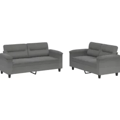 vidaXL 2-delige Loungeset met kussens microvezelstof donkergrijs