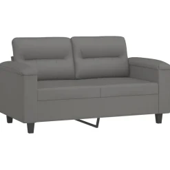 vidaXL 2-delige Loungeset met kussens microvezelstof donkergrijs