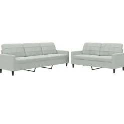 vidaXL 2-delige Loungeset met kussens fluweel lichtgrijs