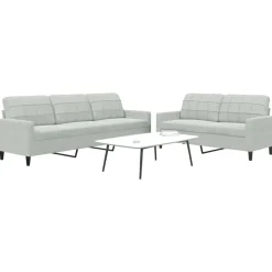 vidaXL 2-delige Loungeset met kussens fluweel lichtgrijs