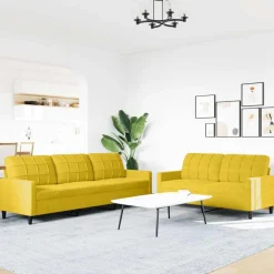 vidaXL 2-delige Loungeset met kussens fluweel geel