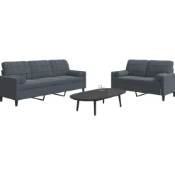 vidaXL 2-delige Loungeset met kussens en bolsters fluweel donkergrijs