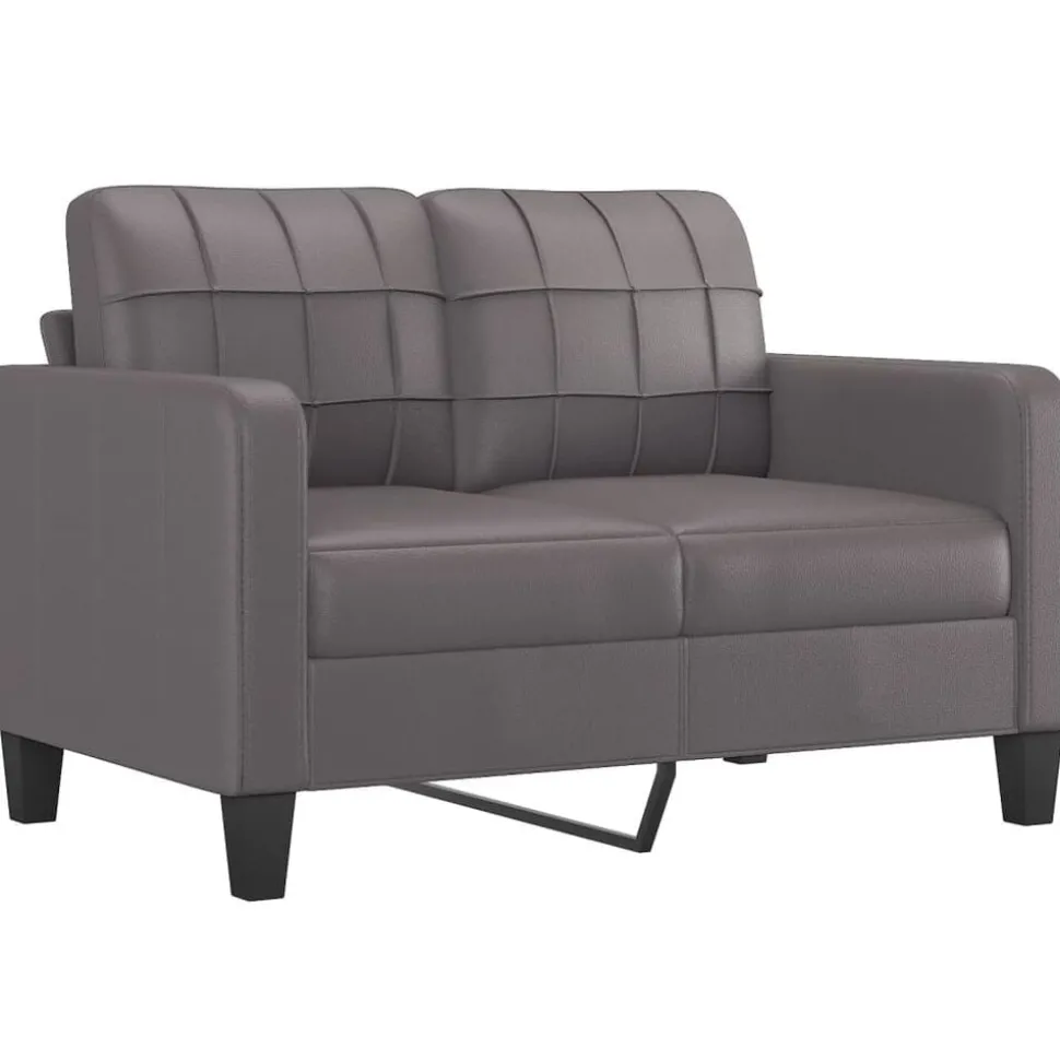 vidaXL 3-delige Loungeset met kussens kunstleer grijs