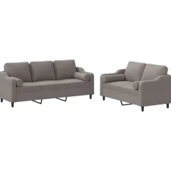 vidaXL 2-delige Loungeset met kussens stof taupe