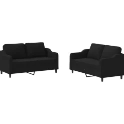 vidaXL 2-delige loungeset met kussens stof zwart