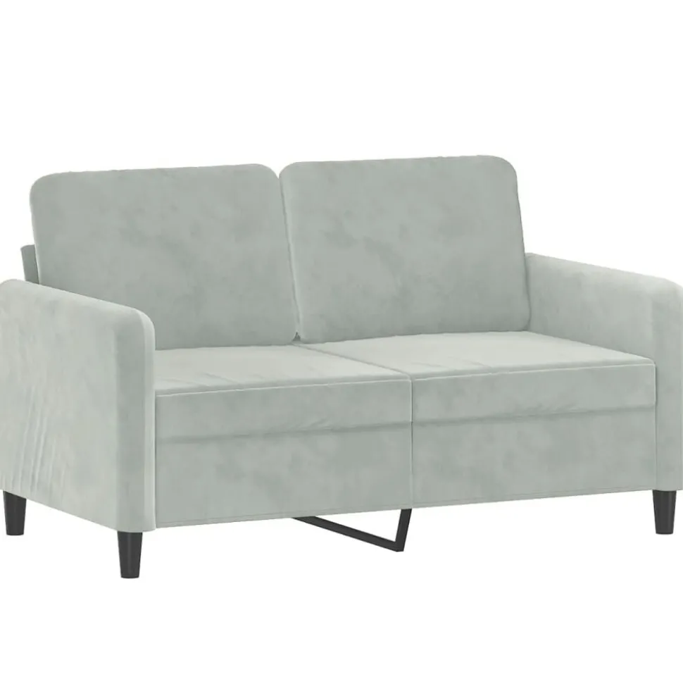 vidaXL 3-delige Loungeset met kussens fluweel lichtgrijs