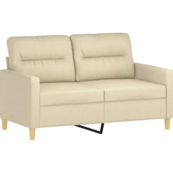 vidaXL 2-delige Loungeset met kussens stof crèmekleurig
