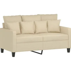 vidaXL 3-delige Loungeset met kussens stof crèmekleurig