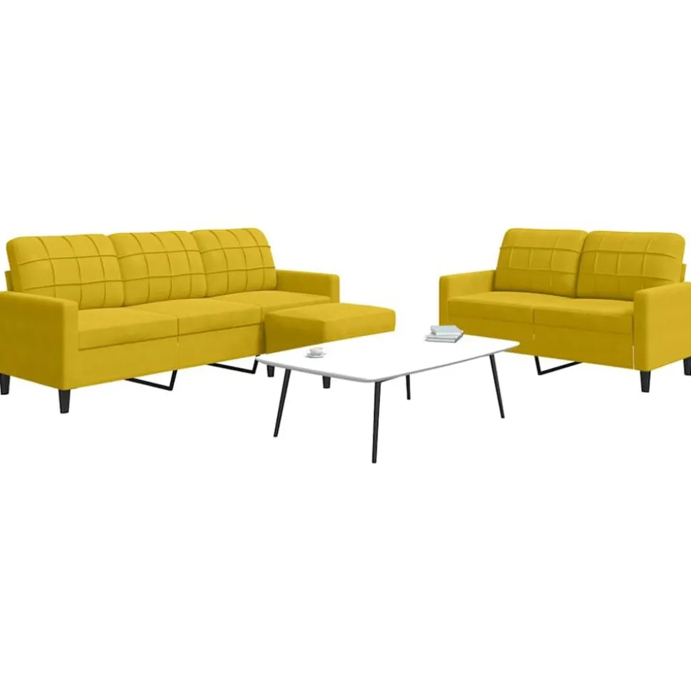 vidaXL 3-delige Loungeset met kussens fluweel geel