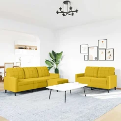 vidaXL 3-delige Loungeset met kussens fluweel geel