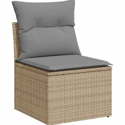 vidaXL 7-delige Loungeset met kussens poly rattan beige